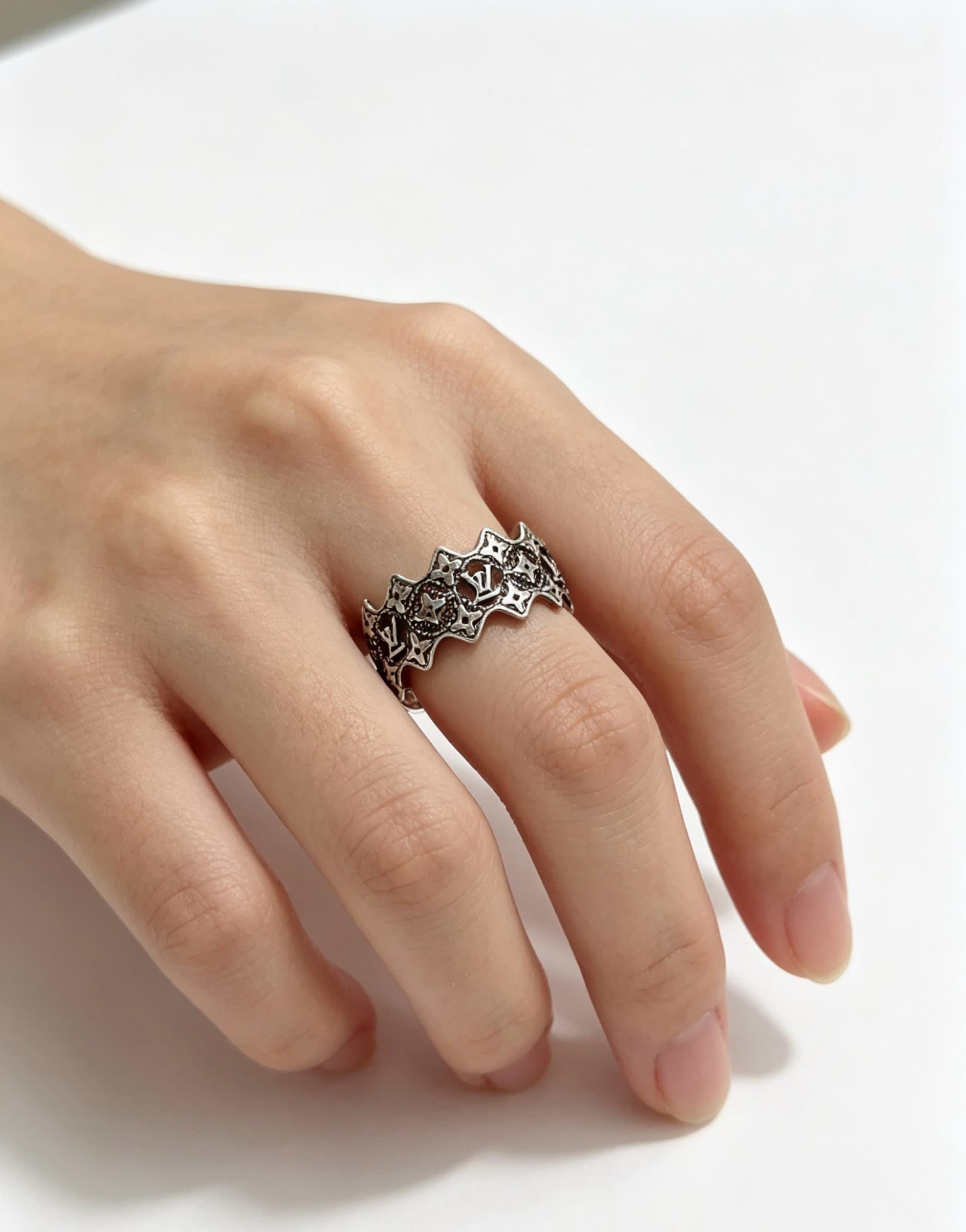 Louis Vuitton Sterling Silver Filigree Ring
